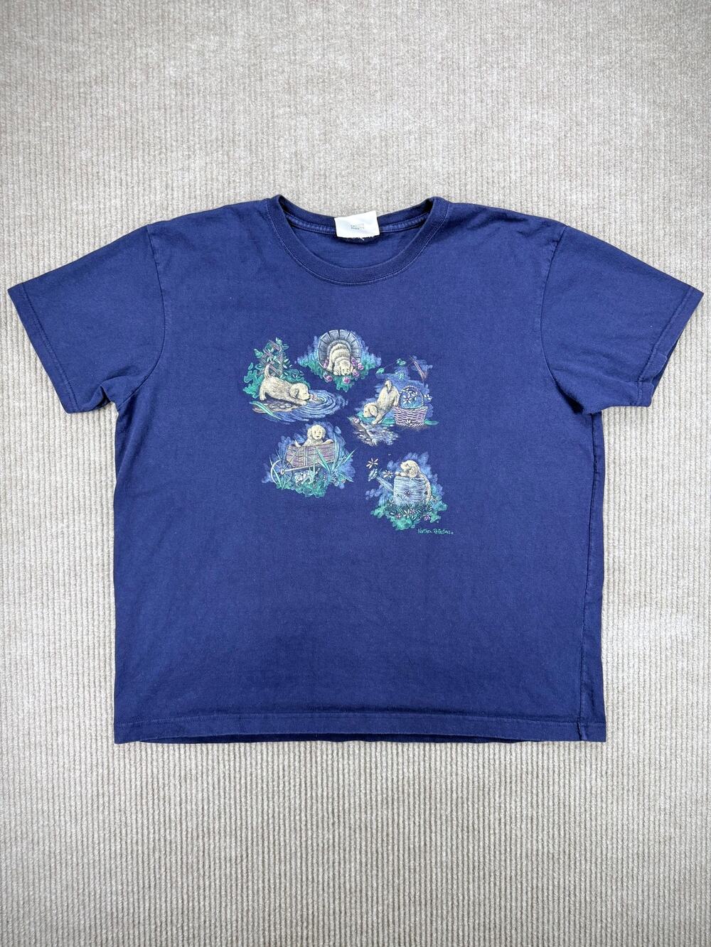 Northern Reflections Navy Golden Retriever Puppy Tee Womens XL